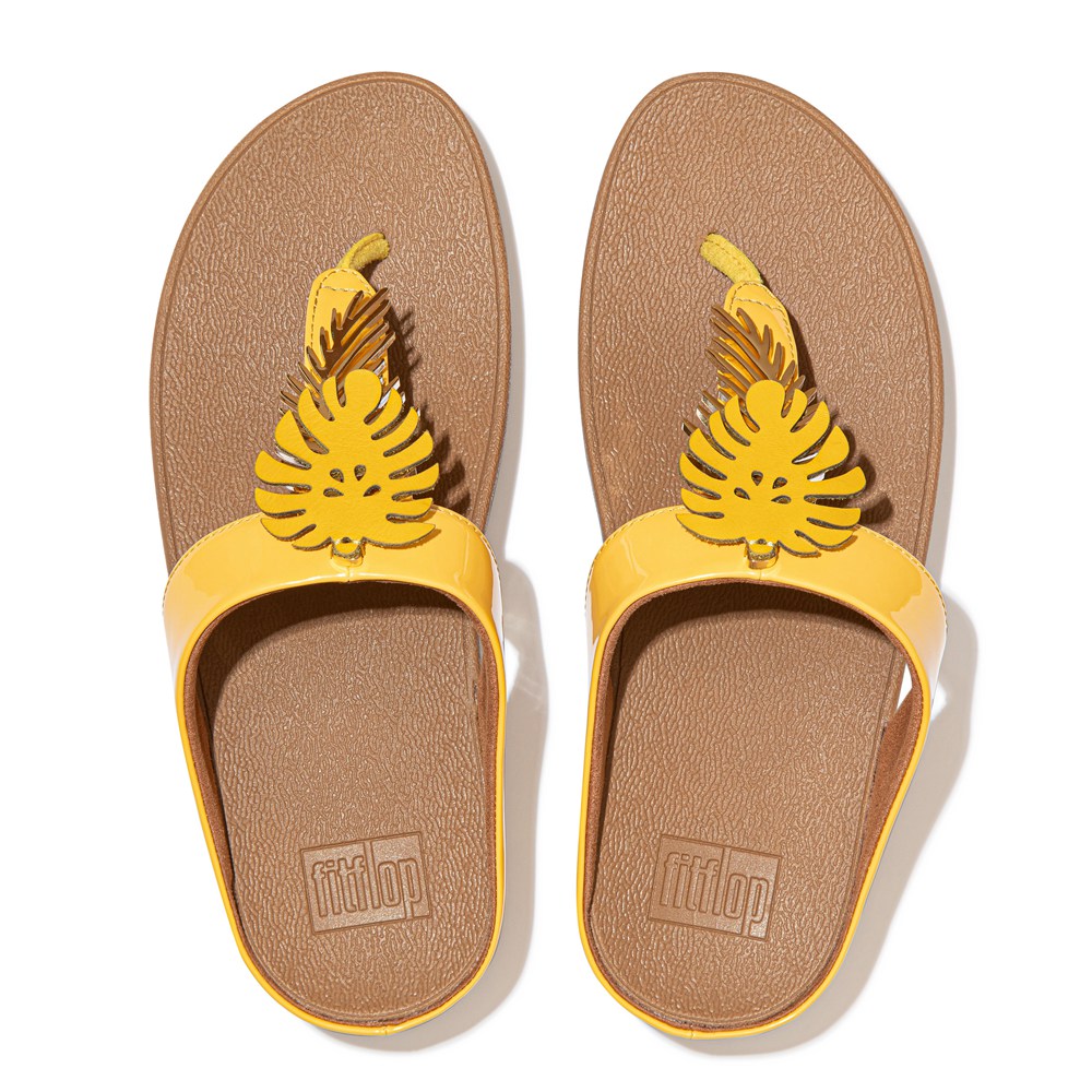 Fitflop Womens Sandals Yellow - Fino Jungle-leaf Patent - YZ8629710